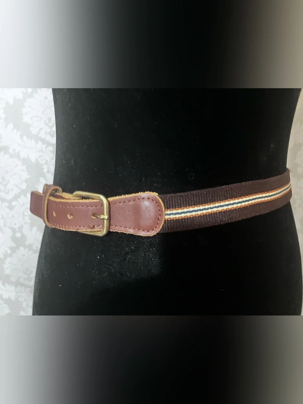 Grosgrain Ribbon Leather Tab Belt